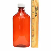 16 Oz Amber Oval Bottles /w Oral Adapters